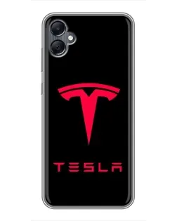 Чехол для Samsung Galaxy A05 с картинкой «Tesla Red Logo»