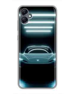 Чехол для Samsung Galaxy A05 с картинкой «Tesla в неоне»