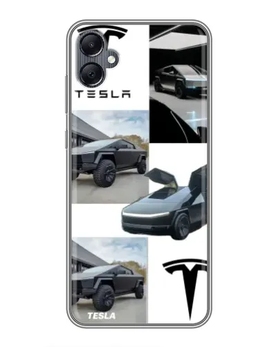 Чехол для Samsung Galaxy A05 с картинкой «Коллаж Cybertruck Tesla»