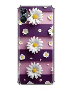 Чехол для Samsung Galaxy A05 с картинкой «Ромашки на фиолетовом»