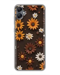 Чехол для Samsung Galaxy A05 с картинкой «Узор из маленьких подсолнухов»