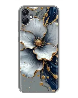 Чехол для Samsung Galaxy A05 с картинкой «Белый цветок и золотой флюид»
