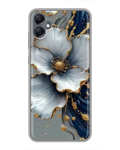 Чехол для Samsung Galaxy A05 с картинкой «Белый цветок и золотой флюид»