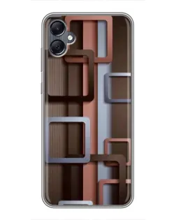 Чехол для Samsung Galaxy A05 с картинкой «Коричневые объемные квадраты»