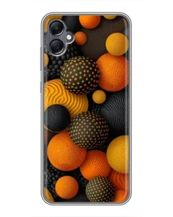Чехол для Samsung Galaxy A05 с картинкой «Объемные оранжевые сферы»