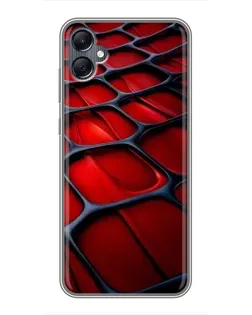 Чехол для Samsung Galaxy A05 с картинкой «Красная глянцевая сетка»