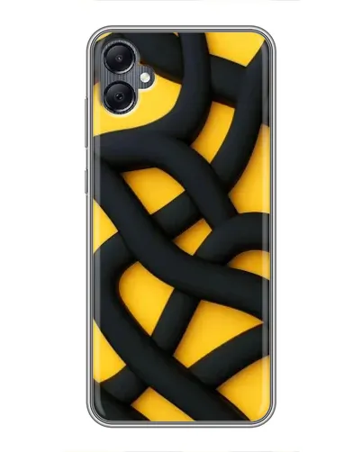 Чехол для Samsung Galaxy A05 с картинкой «Черное желтое переплетение»