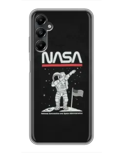 Чехол для Samsung Galaxy A05s с картинкой «NASA — шагаем по Луне»