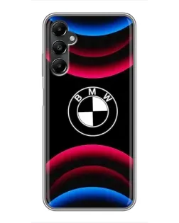 Чехол для Samsung Galaxy A05s с картинкой «Логотип BMW и неоновые дуги»