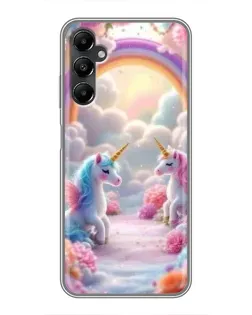 Чехол для Samsung Galaxy A05s с картинкой «Радуга и единороги»
