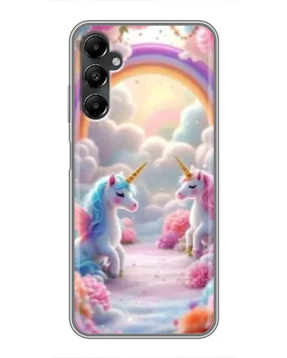 Чехол для Samsung Galaxy A05s с картинкой «Радуга и единороги»