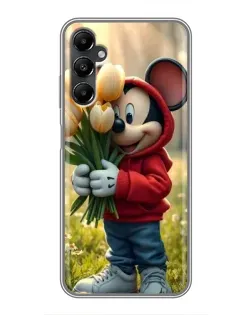 Чехол для Samsung Galaxy A05s с картинкой «Микки с тюльпанами»