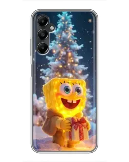 Чехол для Samsung Galaxy A05s с картинкой «Рождественский Спанч Боб»