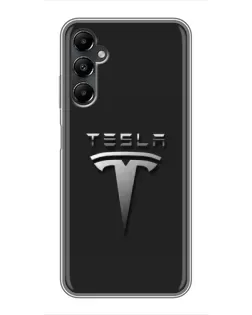 Чехол для Samsung Galaxy A05s с картинкой «Стальной логотип Tesla»