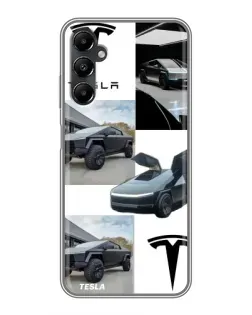 Чехол для Samsung Galaxy A05s с картинкой «Коллаж Cybertruck Tesla»