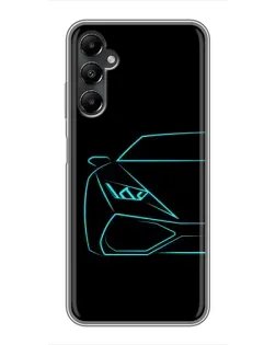 Чехол для Samsung Galaxy A05s с картинкой «Голубой силуэт Lamborghini»