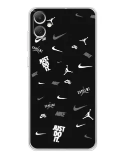 Чехол для Samsung Galaxy A06 с картинкой «Nike Black Pattern»