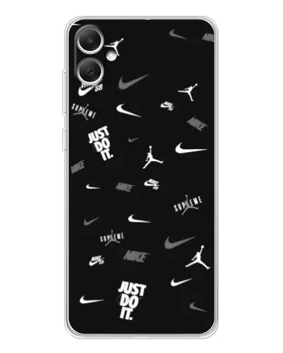 Чехол для Samsung Galaxy A06 с картинкой «Nike Black Pattern»