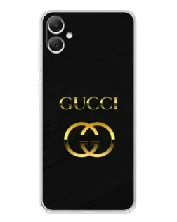 Чехол для Samsung Galaxy A06 с картинкой «Золотой логотип Gucci»