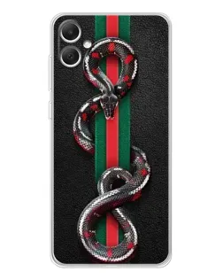 Чехол для Samsung Galaxy A06 с картинкой «Gucci — змея на полосе» Чехол для Samsung Galaxy A06 с картинкой «Gucci — змея на полосе»