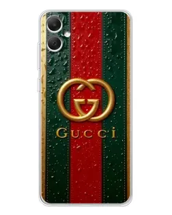 Чехол для Samsung Galaxy A06 с картинкой «Gucci — фирменная полоса и золото» Чехол для Samsung Galaxy A06 с картинкой «Gucci — фирменная полоса и золото»