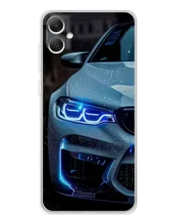 Чехол для Samsung Galaxy A06 с картинкой «Взгляд BMW с синими фарами»