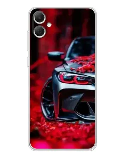 Чехол для Samsung Galaxy A06 с картинкой «Спортивная BMW и цветы»