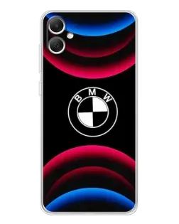 Чехол для Samsung Galaxy A06 с картинкой «Логотип BMW и неоновые дуги»
