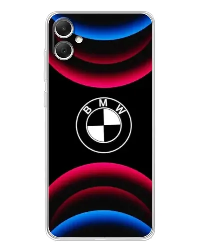 Чехол для Samsung Galaxy A06 с картинкой «Логотип BMW и неоновые дуги»