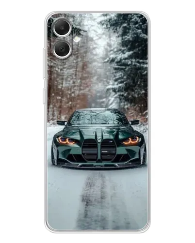 Чехол для Samsung Galaxy A06 с картинкой «BMW в зимнем лесу»