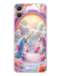 Чехол для Samsung Galaxy A06 с картинкой «Радуга и единороги»