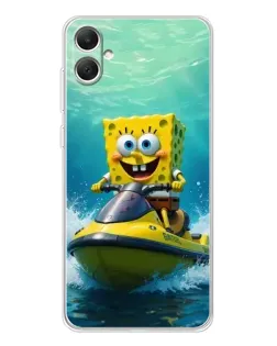 Чехол для Samsung Galaxy A06 с картинкой «Спанч Боб на гидроцикле»