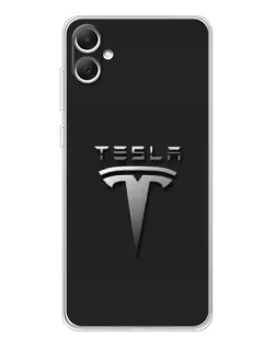 Чохол для Samsung Galaxy A06 з картинкою «Сталевий логотип Tesla»