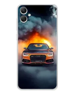 Чехол для Samsung Galaxy A06 с картинкой «Audi в огненном дыму»