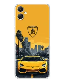 Чохол для Samsung Galaxy A06 з картинкою «Жовтий Lamborghini місто»