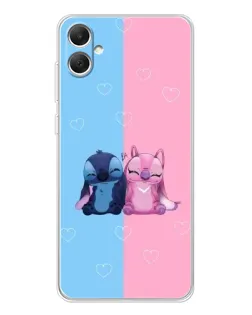 Чехол для Samsung Galaxy A06 с картинкой «Stitch и Angel Love»
