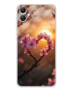 Чехол для Samsung Galaxy A06 с картинкой «Розовый цвет сердце на фоне заката»