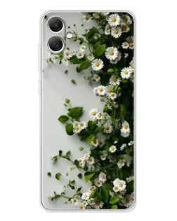 Чехол для Samsung Galaxy A06 с картинкой «Ветка мелких белых цветов»