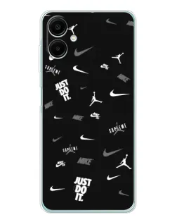 Чехол для Samsung Galaxy A07 с картинкой «Nike Black Pattern»