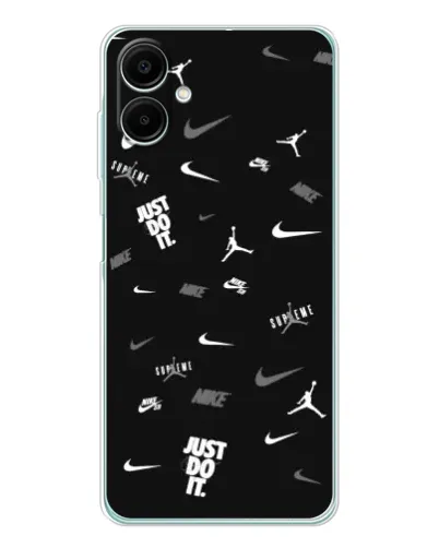 Чехол для Samsung Galaxy A07 с картинкой «Nike Black Pattern» Чехол для Samsung Galaxy A07 с картинкой «Nike Black Pattern»
