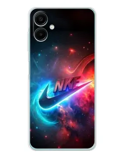 Чехол для Samsung Galaxy A07 с картинкой «Огненный логотип Nike»