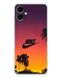 Чехол для Samsung Galaxy A07 с картинкой «Nike на закате солнца»