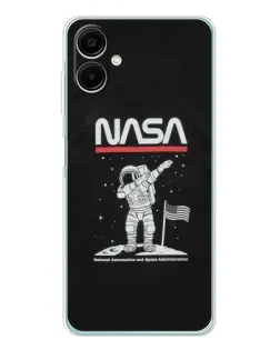 Чехол для Samsung Galaxy A07 с картинкой «NASA — шагаем по Луне»