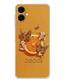 Чехол для Samsung Galaxy A07 с картинкой «Gucci — золотые бабочки»