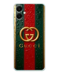 Чехол для Samsung Galaxy A07 с картинкой «Gucci — фирменная полоса и золото»