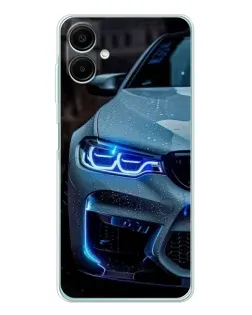 Чехол для Samsung Galaxy A07 с картинкой «Взгляд BMW с синими фарами»