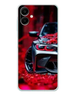 Чехол для Samsung Galaxy A07 с картинкой «Спортивная BMW и цветы»