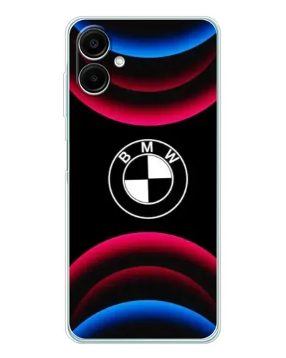 Чехол для Samsung Galaxy A07 с картинкой «Логотип BMW и неоновые дуги» Чехол для Samsung Galaxy A07 с картинкой «Логотип BMW и неоновые дуги»