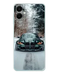 Чехол для Samsung Galaxy A07 с картинкой «BMW в зимнем лесу»