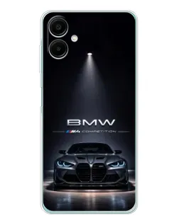 Чехол для Samsung Galaxy A07 с картинкой «BMW сквозь ночной город»